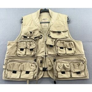 Master Sportsman Vest Mens Sz L Beige Full Zip Pockets Outdoor Gear Fishing